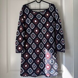 Zara Knit Crochet Granny Square Boho Tunic Top / Dress M